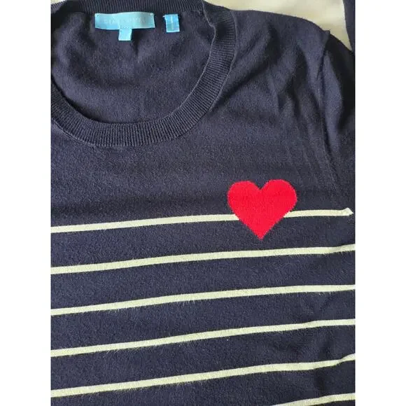 Draper James "Reese Witherspoon" Heart Striped Dark Blue Sweater Large - Picture 4 of 8